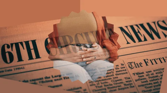 6th Circuit Vaginal Mesh News headline featuring a woman with pelvic pain