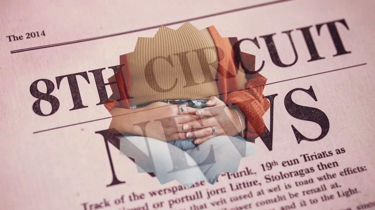 8th Circuit Vaginal Mesh News headline featuring a woman with pelvic pain